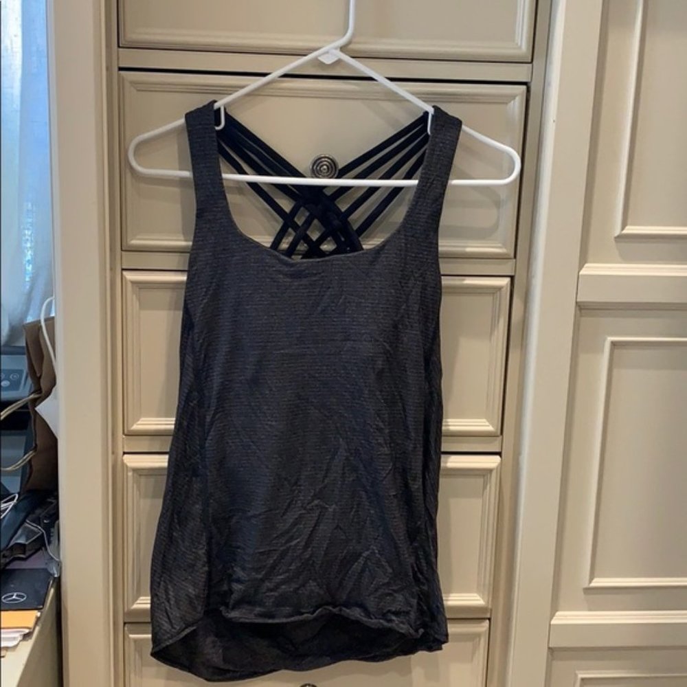 GRAY Striped Beat the Heat Strappy Tank Open Back - Picture 4 of 4